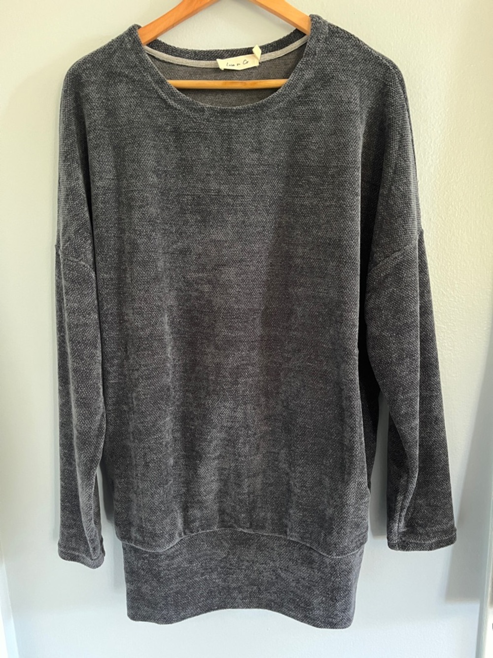 Gray Velour Pocketed Sweatshirt